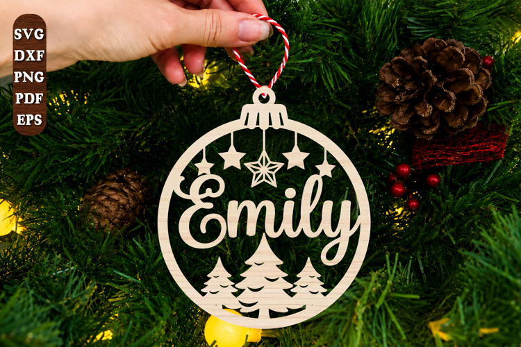 Personalized Christmas Tree Ornament Laser Cut SVG