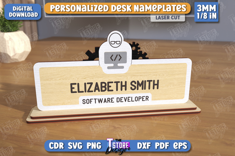 Desk Nameplate Laser Cut|Personalized Name Plate|Programmer