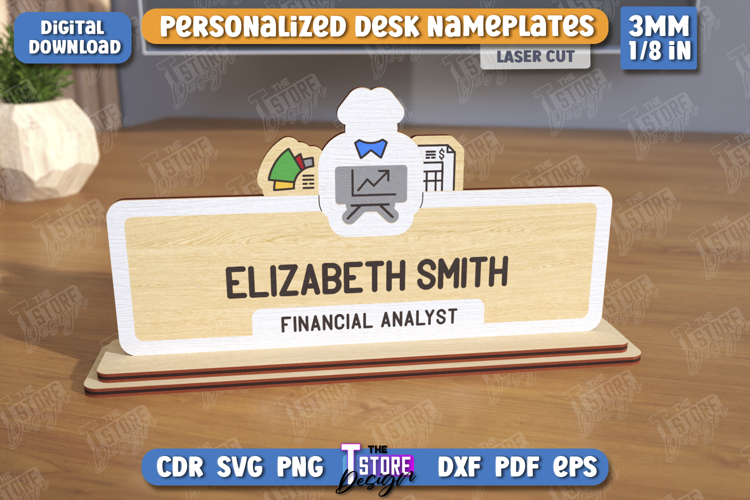 Desk Nameplate Laser Cut | Name Plate | Financial Analyst