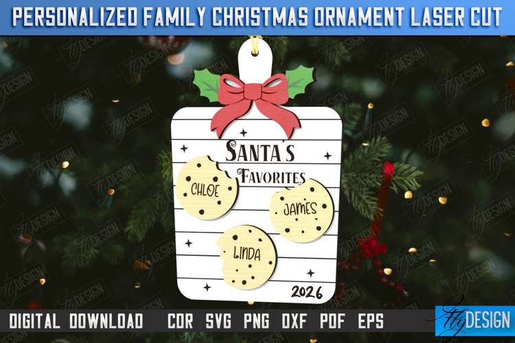 Family Christmas Ornament Laser Cut | Christmas Tree Toy