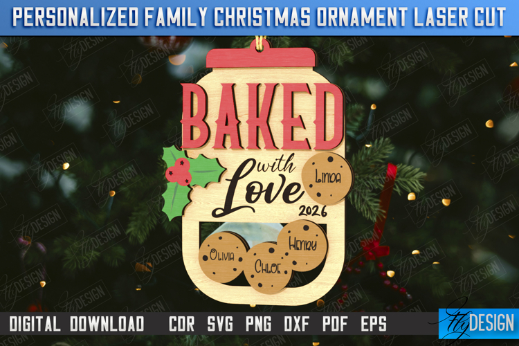 Family Christmas Ornament Laser Cut | Christmas Tree Toy