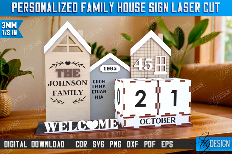 Perpetual Calendar Laser Cut | Desktop Family Calendar | CNC