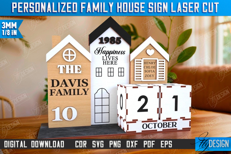 Perpetual Calendar Laser Cut | Desktop Family Calendar | CNC