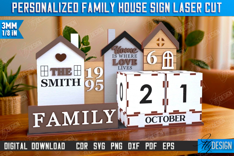 Perpetual Calendar Laser Cut | Desktop Family Calendar | CNC