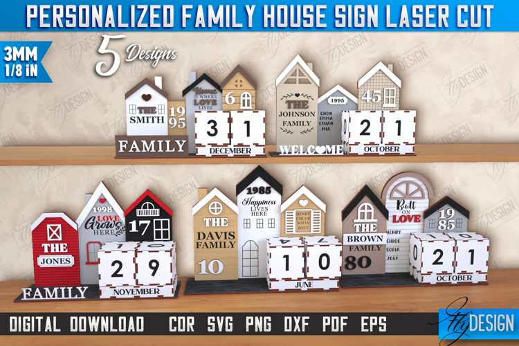 3D Personalized Family Signs Laser Cut, Perpetual Calendar