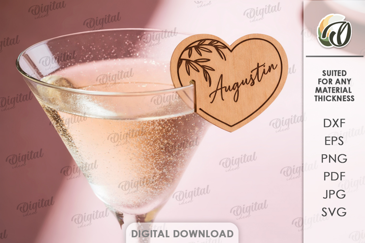 Personalized Glass Tag Laser Cut. Drink Tag SVG