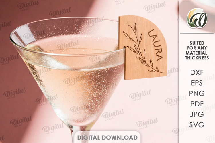 Personalized Glass Tag Laser Cut. Drink Tag SVG