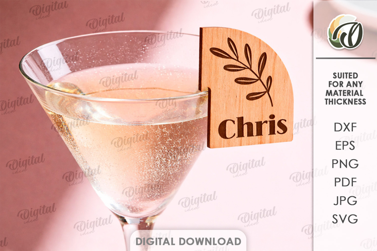 Personalized Glass Tag Laser Cut. Drink Tag SVG