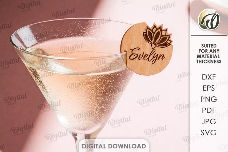 Personalized Glass Tag Laser Cut. Drink Tag SVG