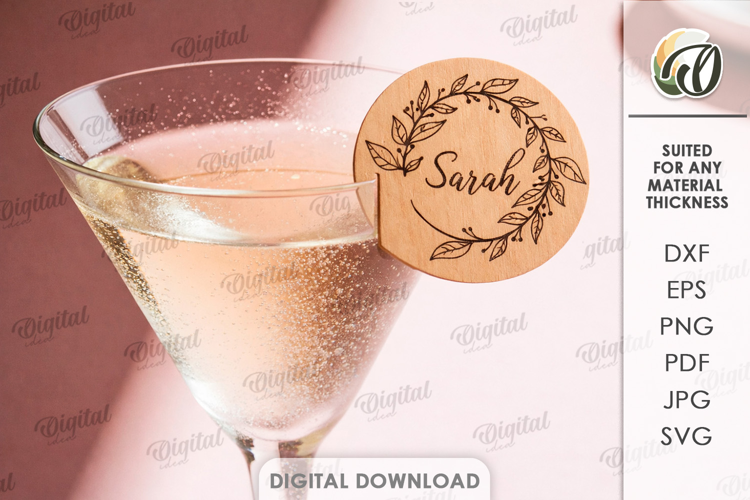 Personalized Glass Tag Laser Cut. Drink Tag SVG