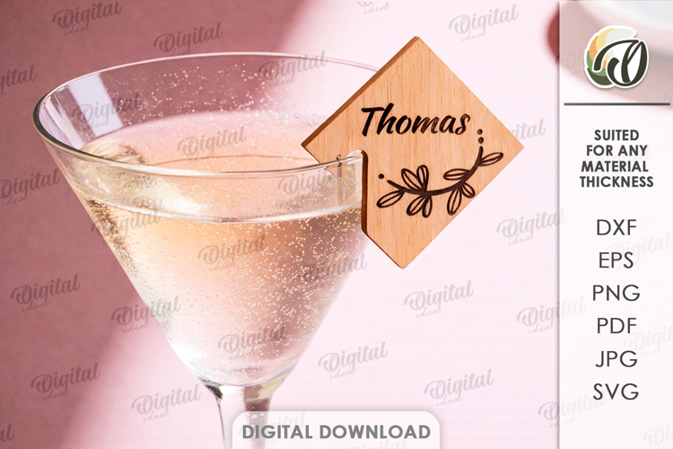 Personalized Glass Tag Laser Cut. Drink Tag SVG