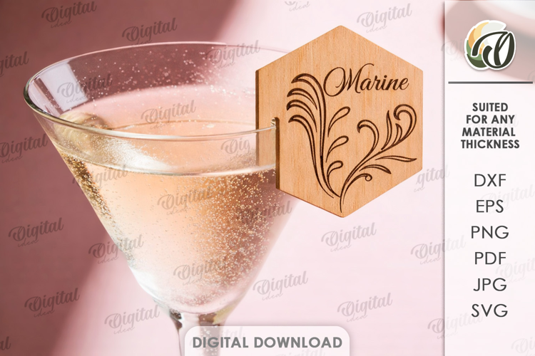 Personalized Glass Tag Laser Cut. Drink Tag SVG