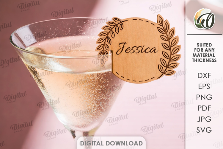 Personalized Glass Tag Laser Cut. Drink Tag SVG