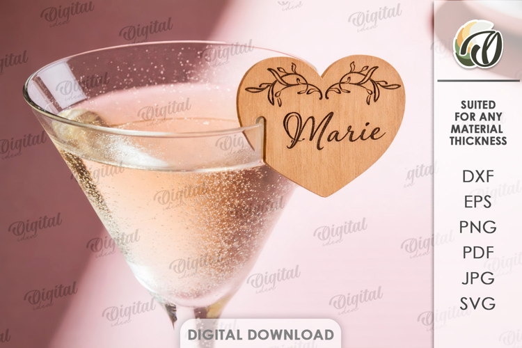 Personalized Glass Tag Laser Cut. Drink Tag SVG
