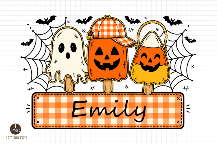 Personalized Kids Ghost Pumpkin Png, Boy Halloween Png