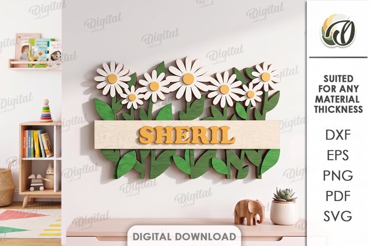 Personalized Name Sign Laser Cut. Kids Room Wall Decor SVG example image 1