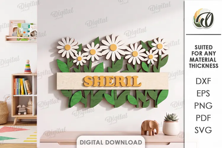 Personalized Name Sign Laser Cut. Kids Room Wall Decor SVG