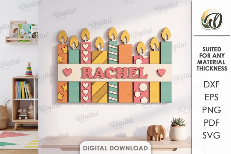 Personalized Name Sign Laser Cut. Kids Room Wall Decor SVG
