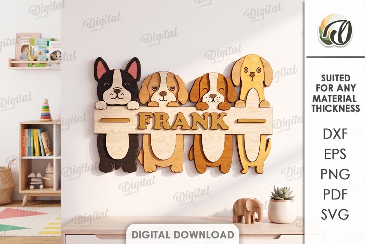 Personalized Name Sign Laser Cut. Kids Room Wall Decor SVG example image 1