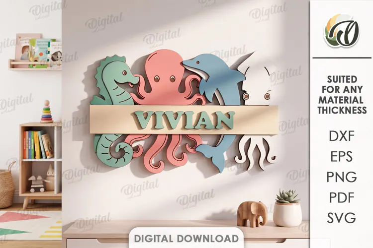 Personalized Name Sign Laser Cut. Kids Room Wall Decor SVG