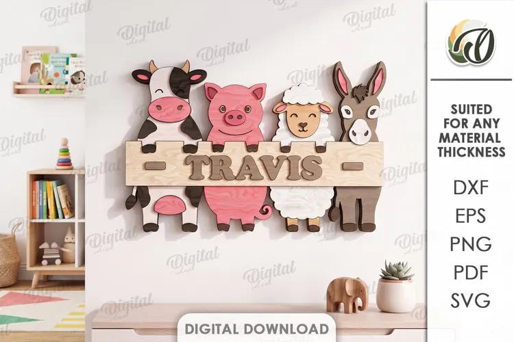 Personalized Name Sign Laser Cut. Kids Room Wall Decor SVG