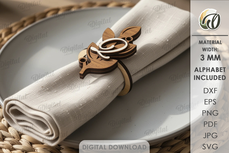 Personalized Napkin Ring Laser Cut. Napkin Holder SVG