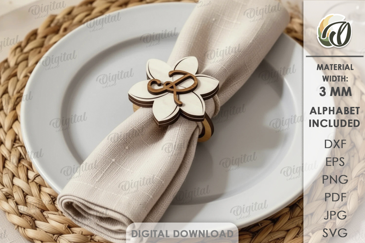 Personalized Napkin Ring Laser Cut. Napkin Holder SVG