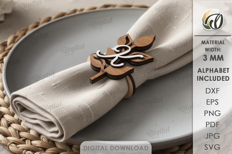 Personalized Napkin Ring Laser Cut. Napkin Holder SVG