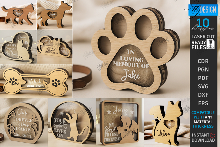 Personalized Pet Memorial Keepsake Boxes Laser Cut Bundle