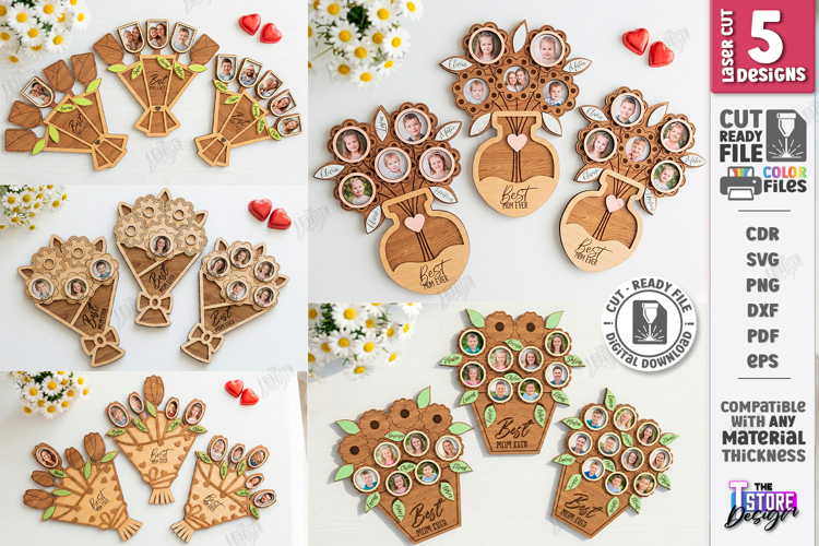 Mothers Day Photo Bouquet Laser Cut Bundle | Photo Frames