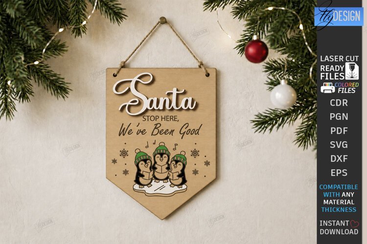 Personalized Santa Please Stop Here Banner Laser Cut | CNC example image 1