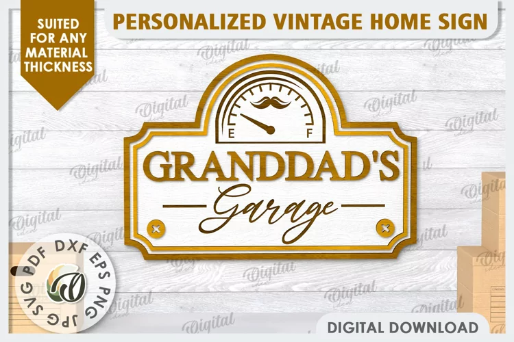 3D Wooden Sign Laser Cut. Granddad's Garage Sign SVG