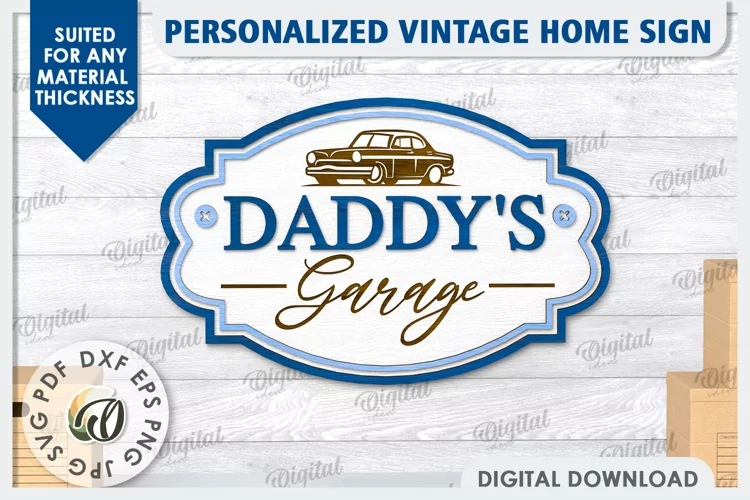 3D Wooden Sign Laser Cut. Daddy's Garage Sign SVG