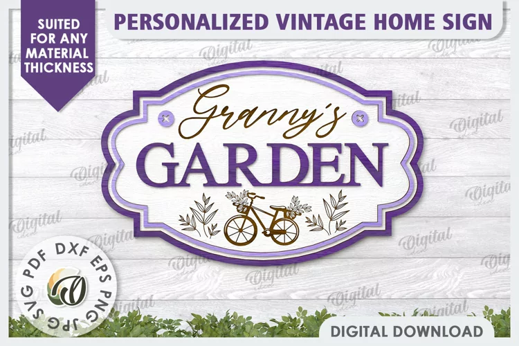 3D Wooden Garden Sign Laser Cut. Granny's Sign SVG