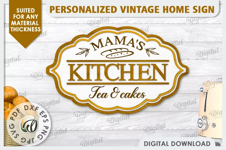 Wooden Kitchen Sign Laser Cut. Mama's Sign SVG