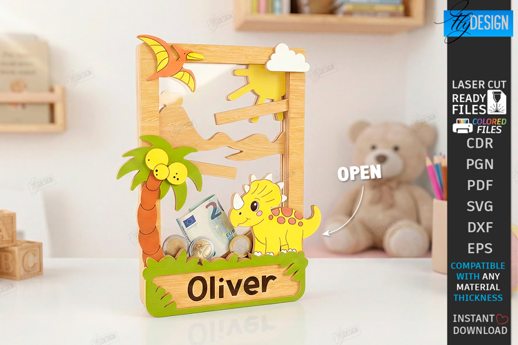 Personalized Coin Drop Bank Laser Cut | Kids Money Box | CNC