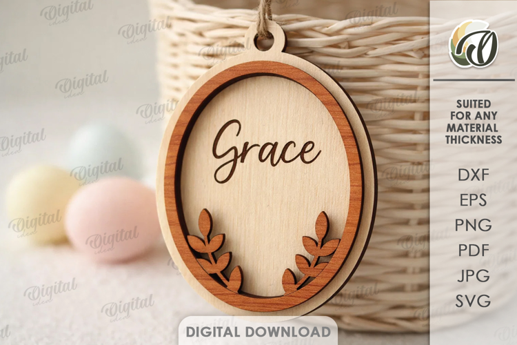 Personalized Easter Tag Laser Cut. Gift Tag SVG