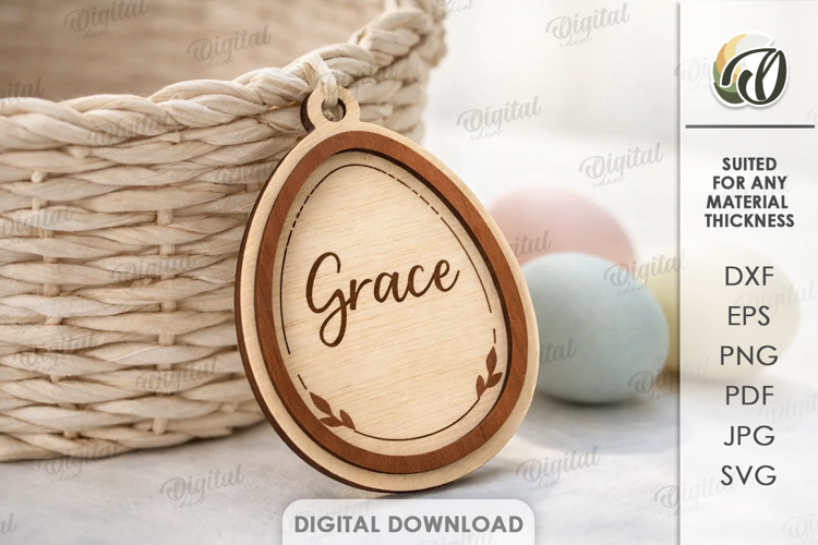Personalized Easter Tag Laser Cut. Gift Tag SVG