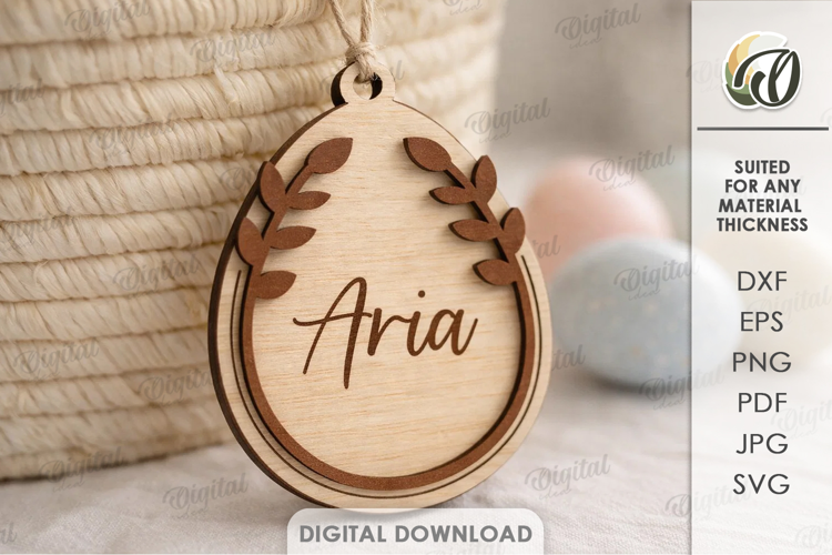 Personalized Easter Tag Laser Cut. Gift Tag SVG