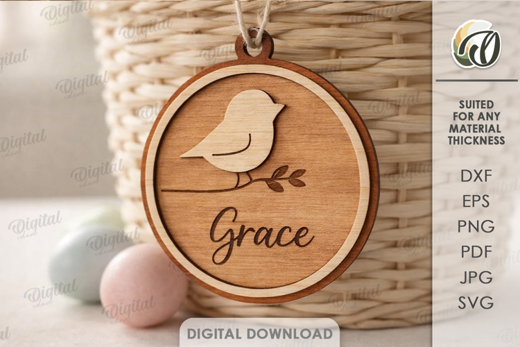 Personalized Easter Tag Laser Cut. Gift Tag SVG