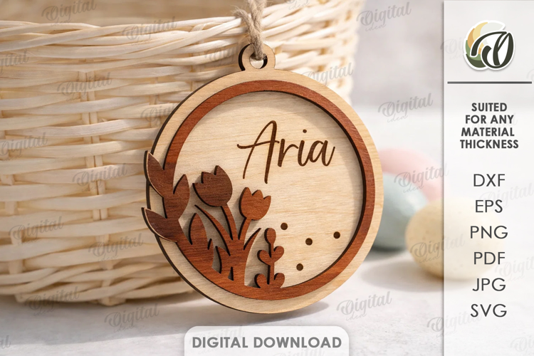 Personalized Easter Tag Laser Cut. Gift Tag SVG