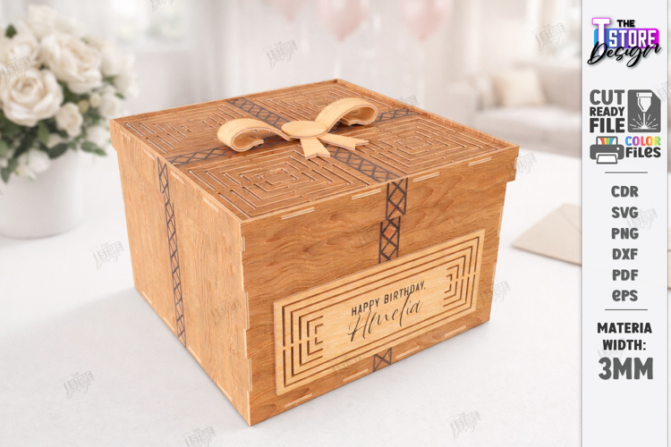 Personalized Gift Box Laser Cut | Boxes with Lid and Bow SVG