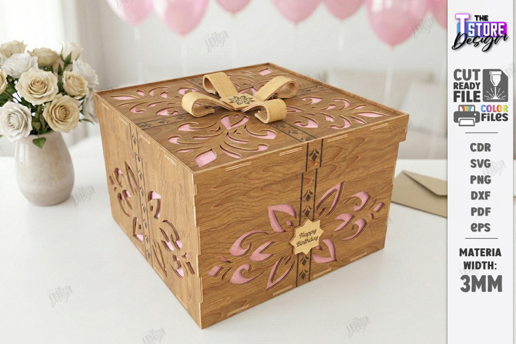 Personalized Gift Box Laser Cut | Boxes with Lid and Bow SVG