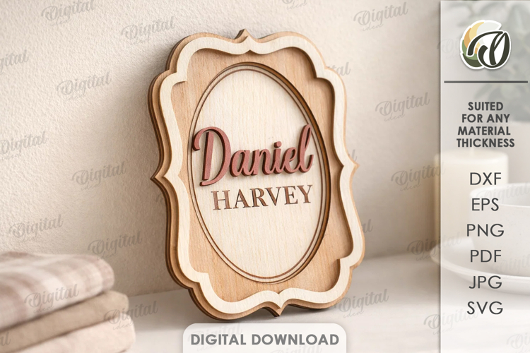 3D Personalized Name Plaque Laser Cut. Wall Decor SVG