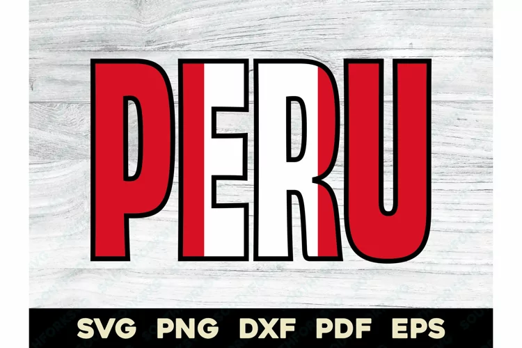 Peru Country Name Flag Design SVG PNG DXF EPS PDF
