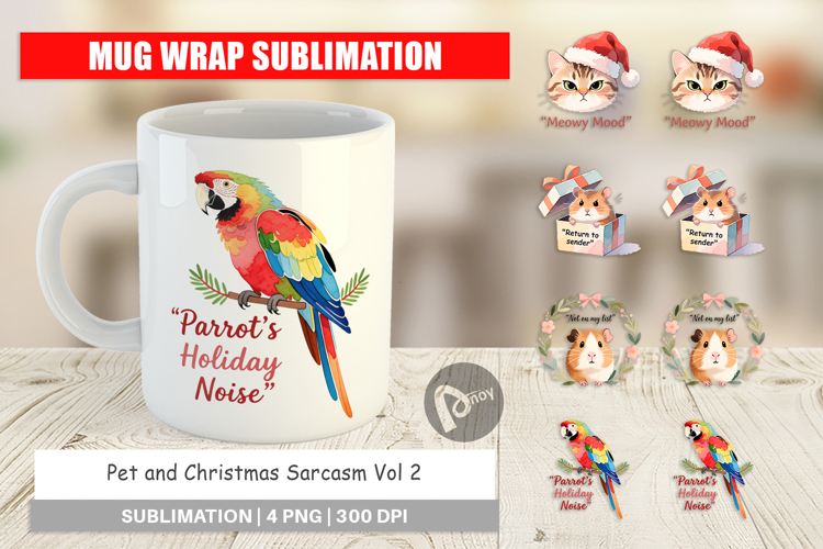Mug Wrap Pet and Christmas Sarcasm Quotes