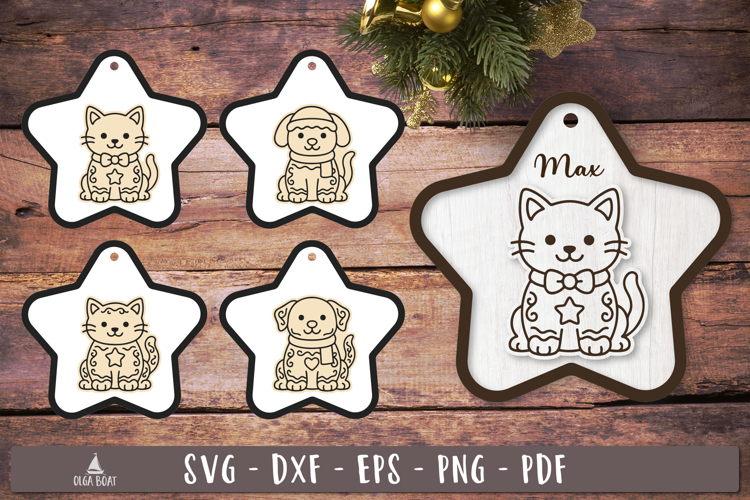 Pet Gingerbread Star Ornament SVG Personalized design