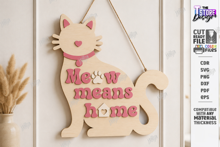 Pet Home Sign Laser Cut | Cat Wall Sign | Welcome Home Sign