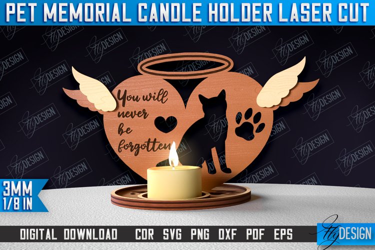 Pet Memorial Candle Holder Laser Cut | 3D Candle Holder