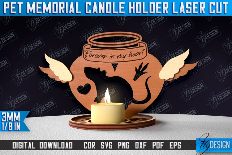 Pet Memorial Candle Holder Laser Cut | 3D Candle Holder example image 1